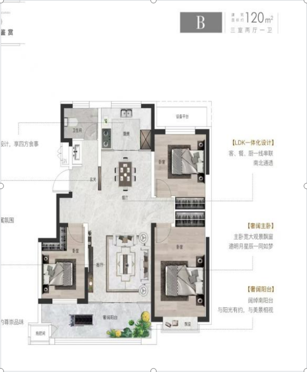 莒县鹏程学府建面120㎡左右户型图